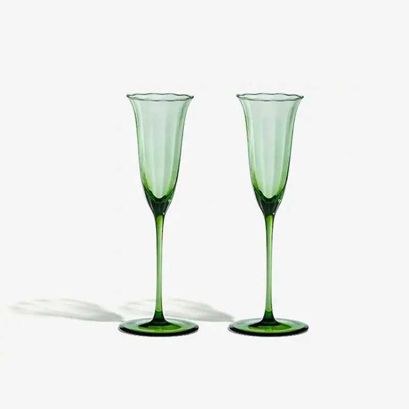 Home Bar Set - Set Gelas Anggur Kristal Bunga Retro